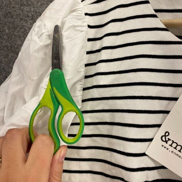 New &Merci Dress Women L Large White Striped Shift Short Lined Short Sleeve - Picture 11 of 12